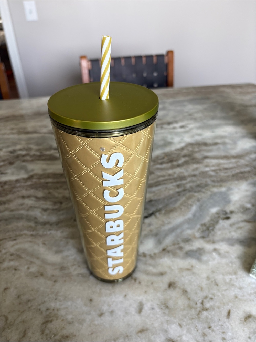 Starbucks Quilted Gold Travel Tumbler 24 oz